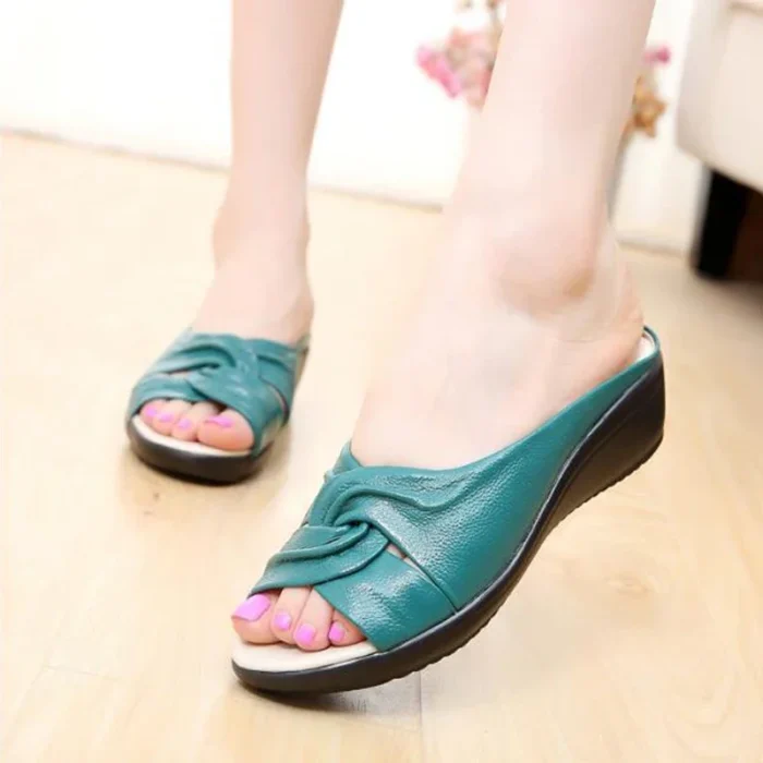 Genuine Leather Wedge Sandals