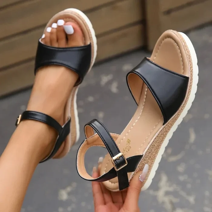 Black Wedge Sandals