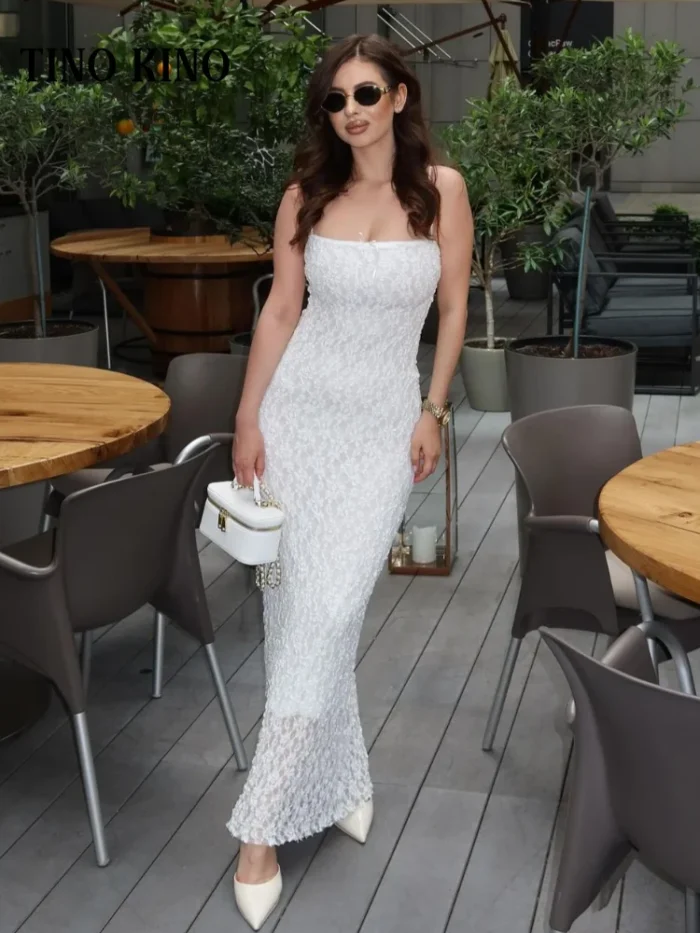 white Sleeveless Maxi Dress