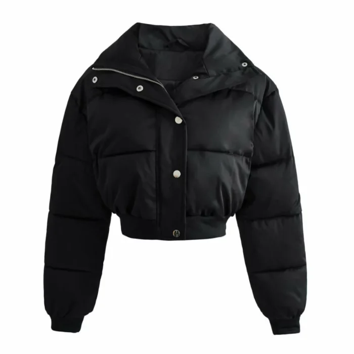 Black Cropped Puffer Jacket