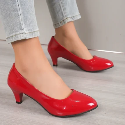 Red Low Heel Pumps