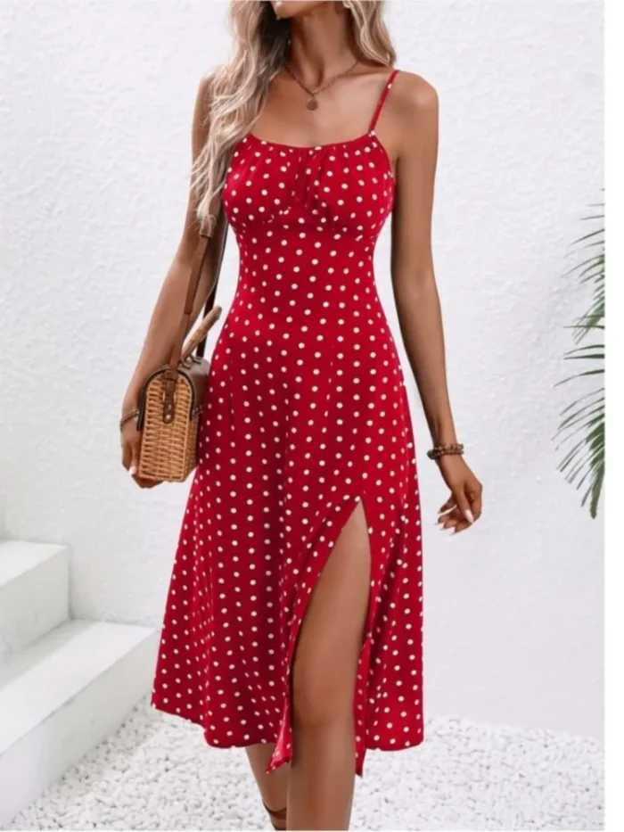 Red Print Midi Dress