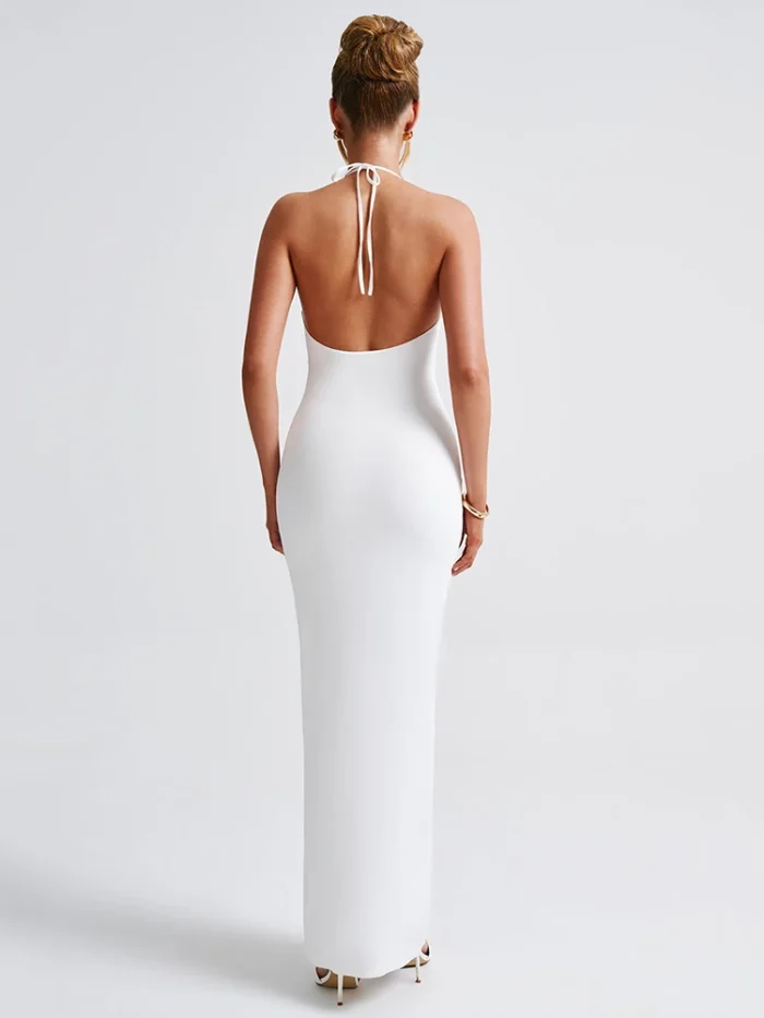 White Backless Maxi Dress