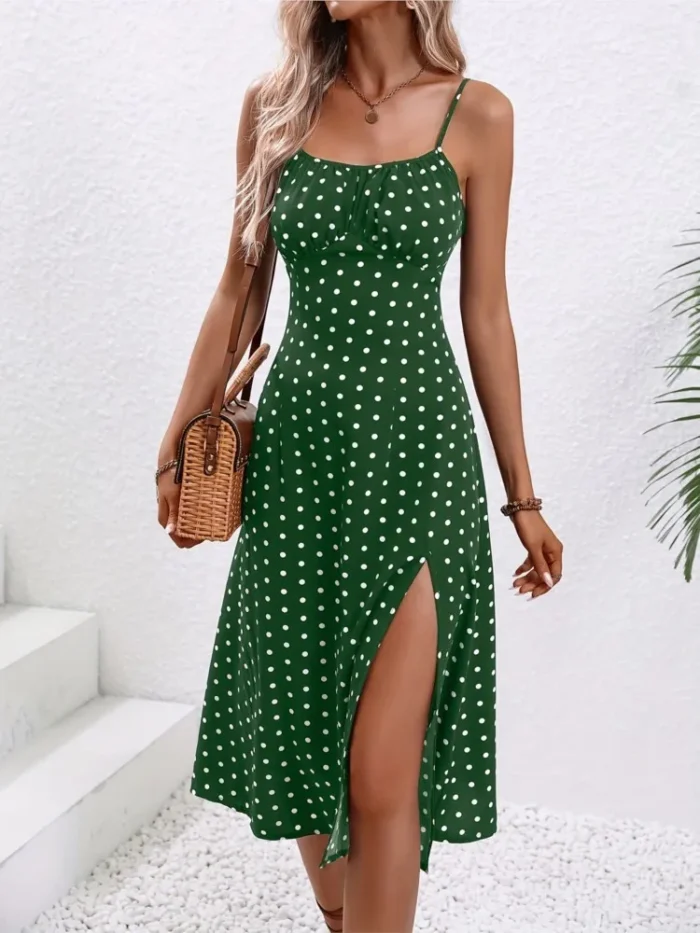 Green Print Midi Dress