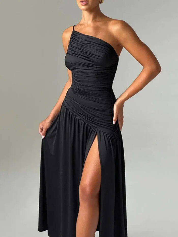 Black Maxi Dress One Shoulder