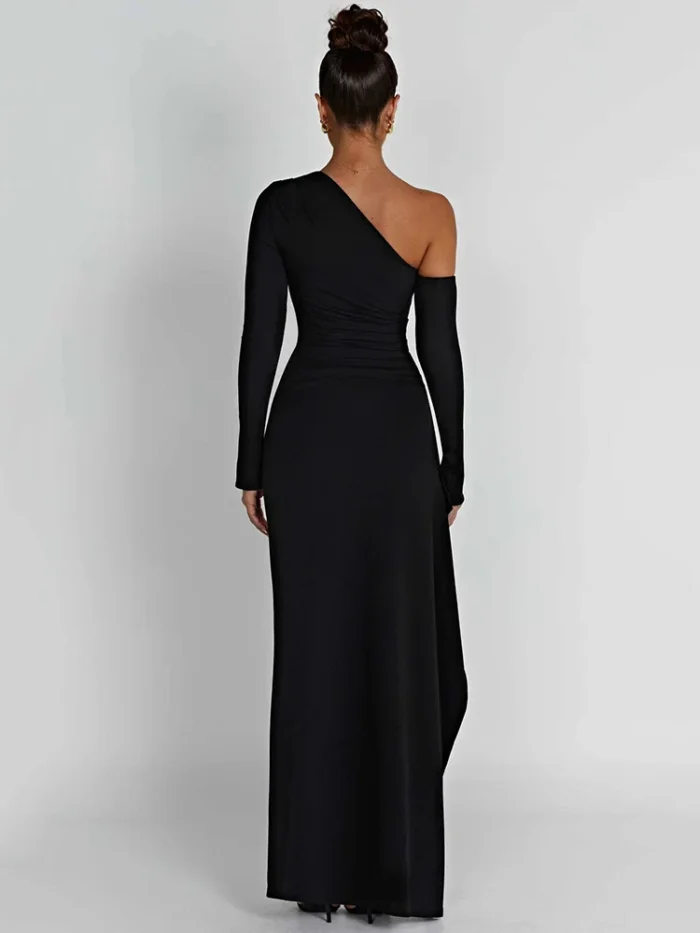 Long Sleeve One Shoulder Maxi Dress