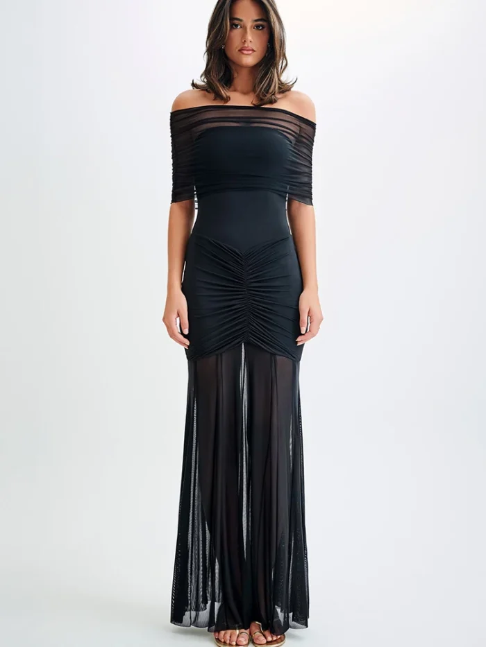 Black Mesh Maxi Dress