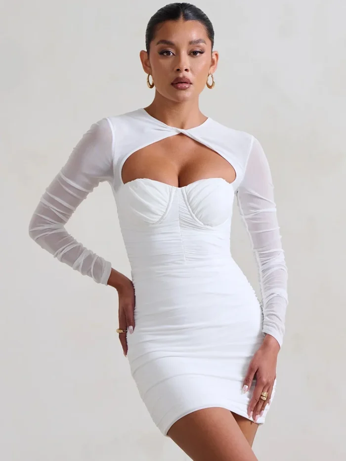 White Cut Out Mini Dress