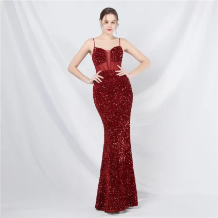 Red Sequin Prom Dress