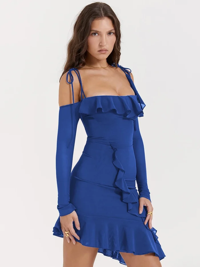 Blue Spaghetti Strap Mini Dress