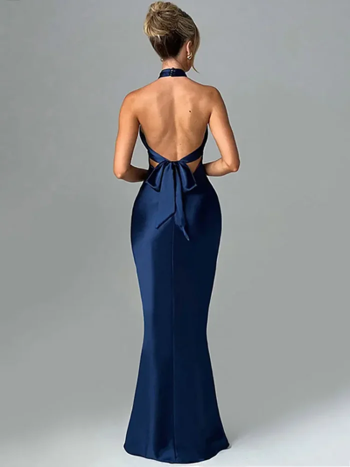 Satin Backless Maxi Dress