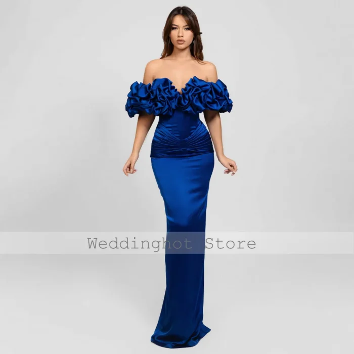 Blue Off The Shoulder Prom Dress