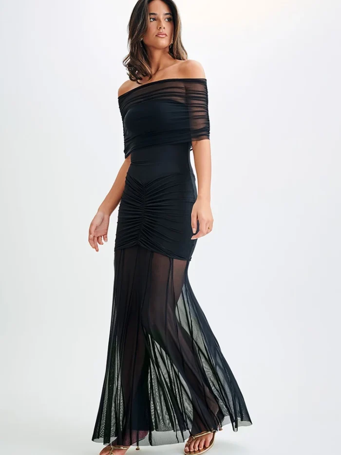 Black Mesh Maxi Dress