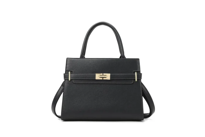 Black Leather Bucket Bag